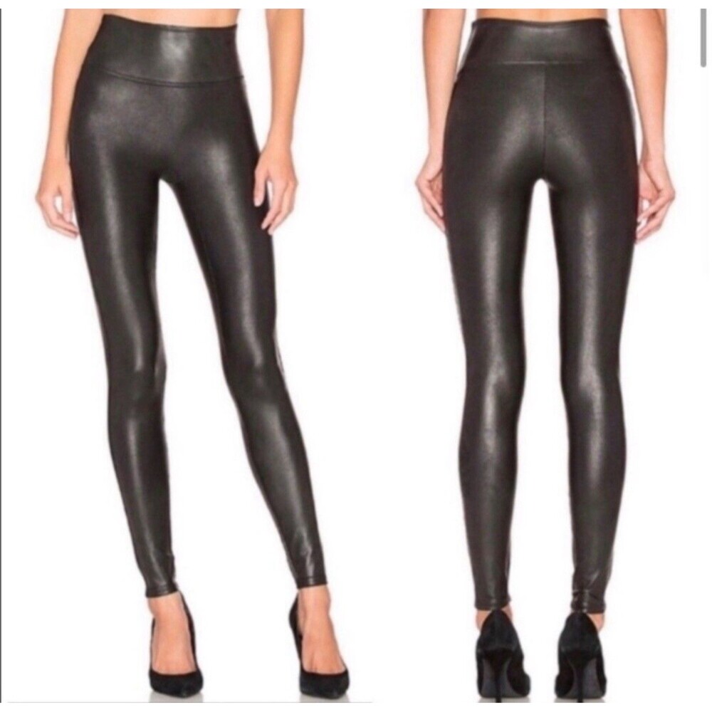 Spanx Faux Leather Black Leggings Sz XL New